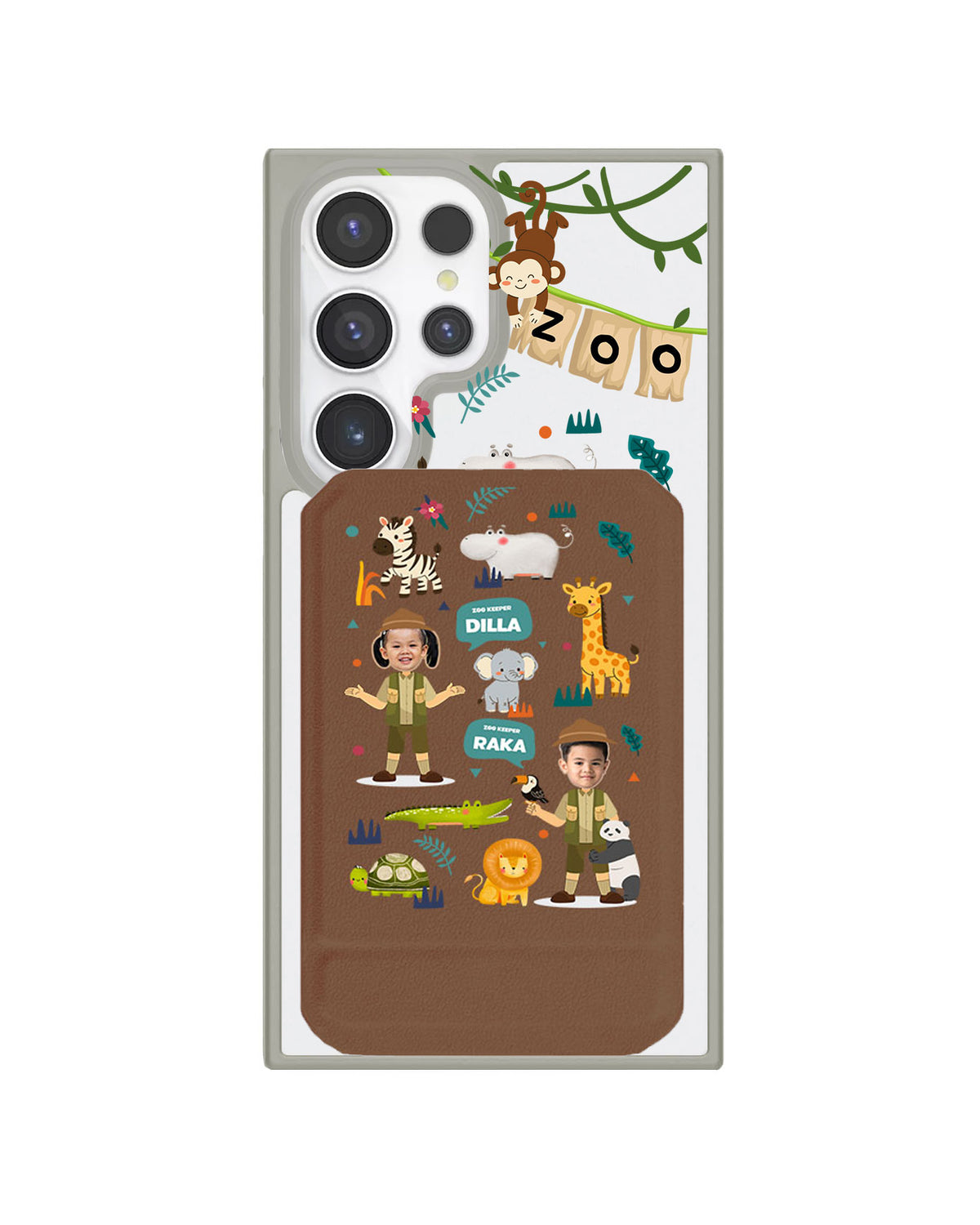 Android Magnetic Multifold Wallet - Face Grid Dream Zoo Keeper