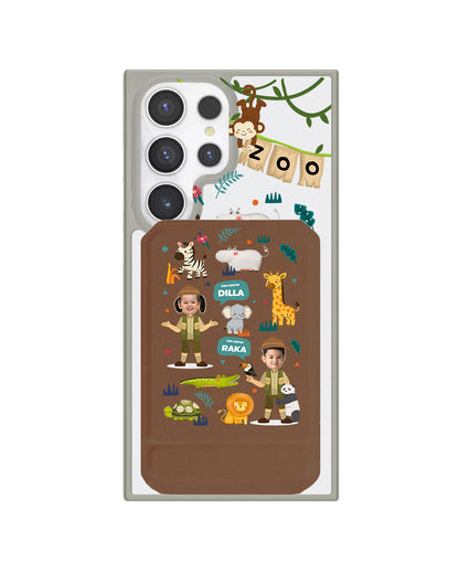 Android Magnetic Multifold Wallet - Face Grid Dream Zoo Keeper