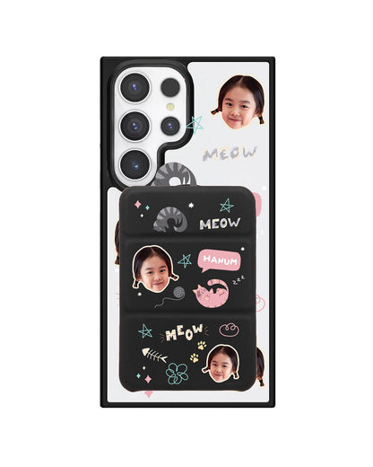Android Magnetic Trifold Wallet Case - Face Grid Kitty