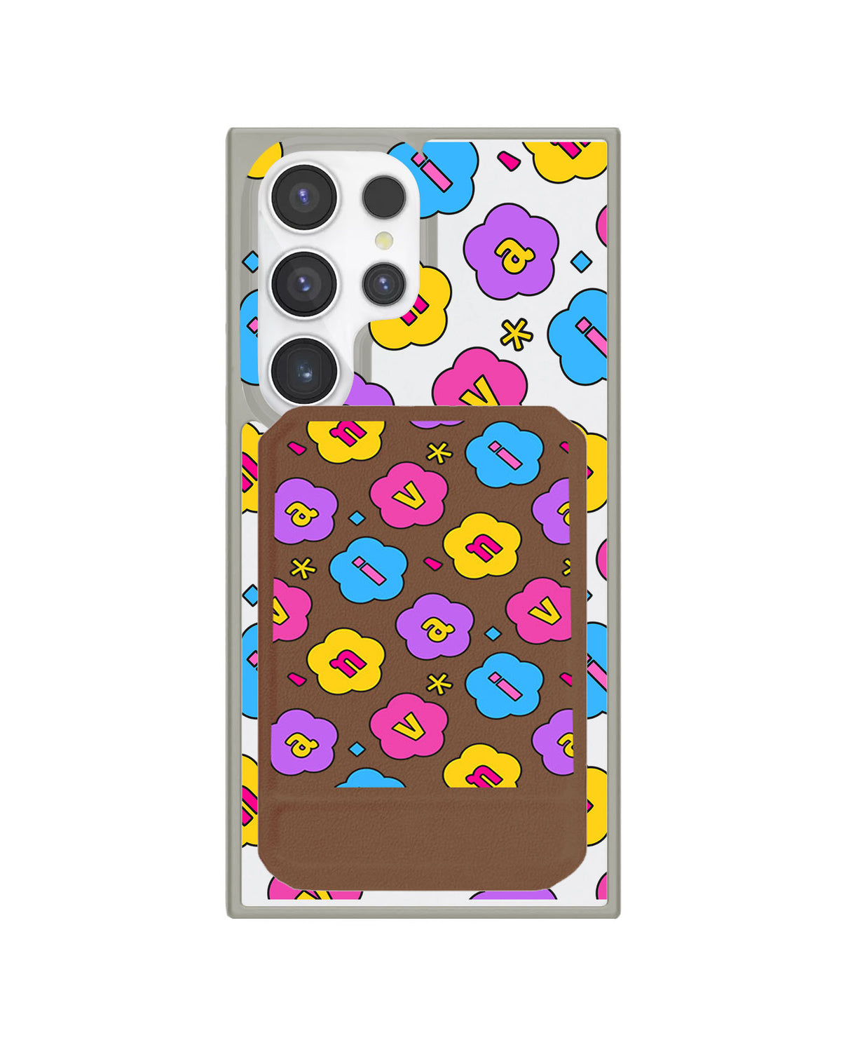 Android Magnetic Multifold Wallet - Flower Petals Monogram 4.0