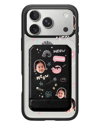 iPhone Magnetic Multifold Wallet - Face Grid Kitty