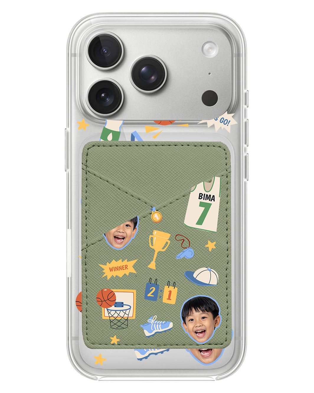 iPhone Phone Wallet Case - Face Grid Basketball