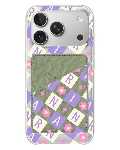 iPhone Phone Wallet Case - Flower Grid Monogram 3.0