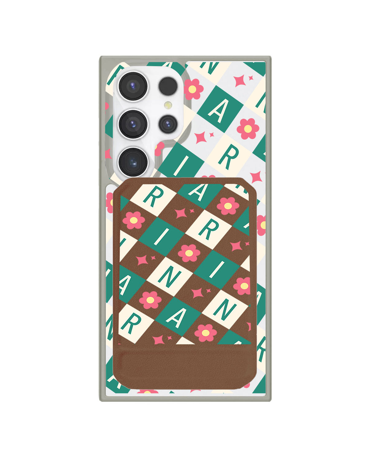 Android Magnetic Multifold Wallet - Flower Grid Monogram 4.0