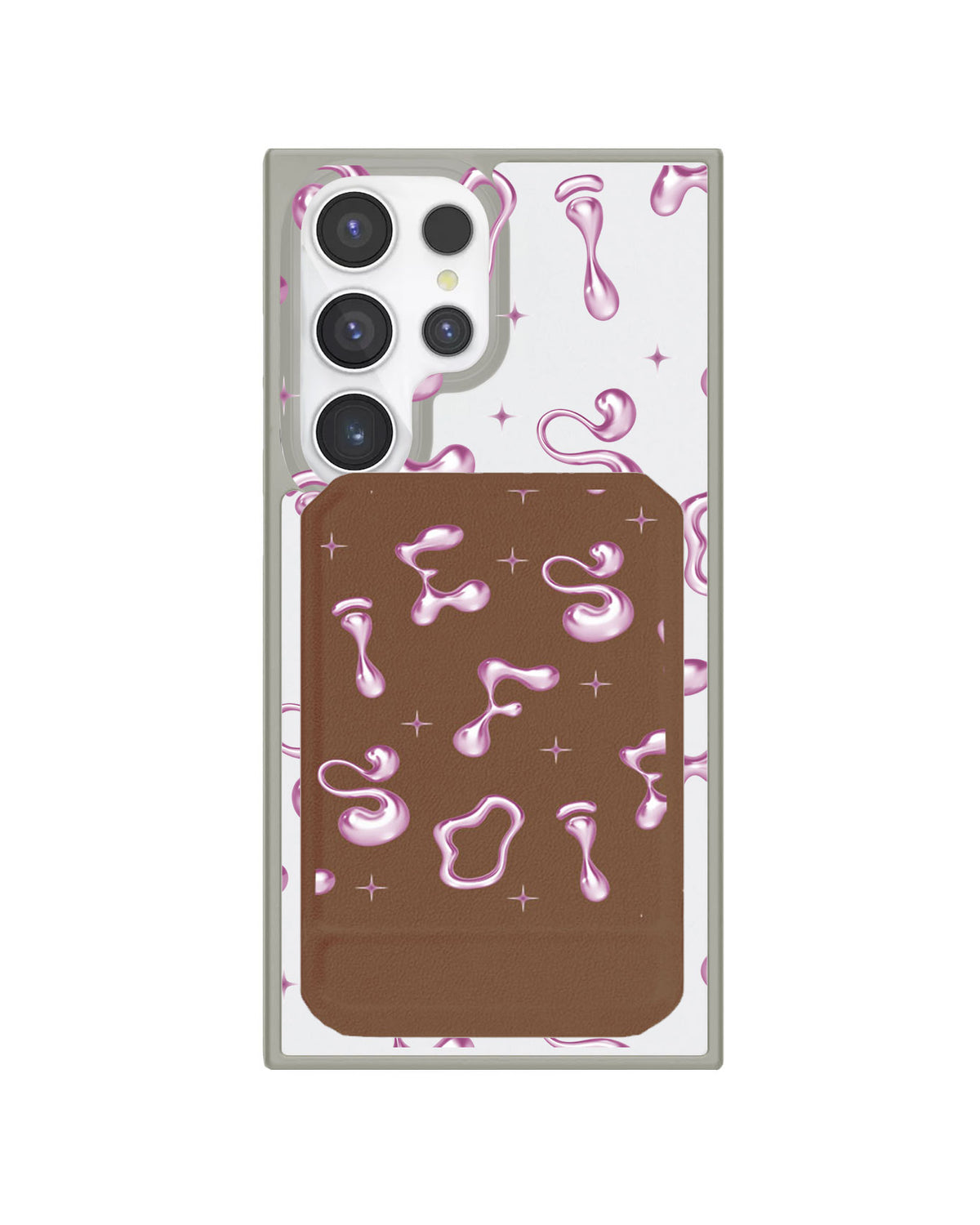 Android Magnetic Multifold Wallet - Pink Chrome Monogram