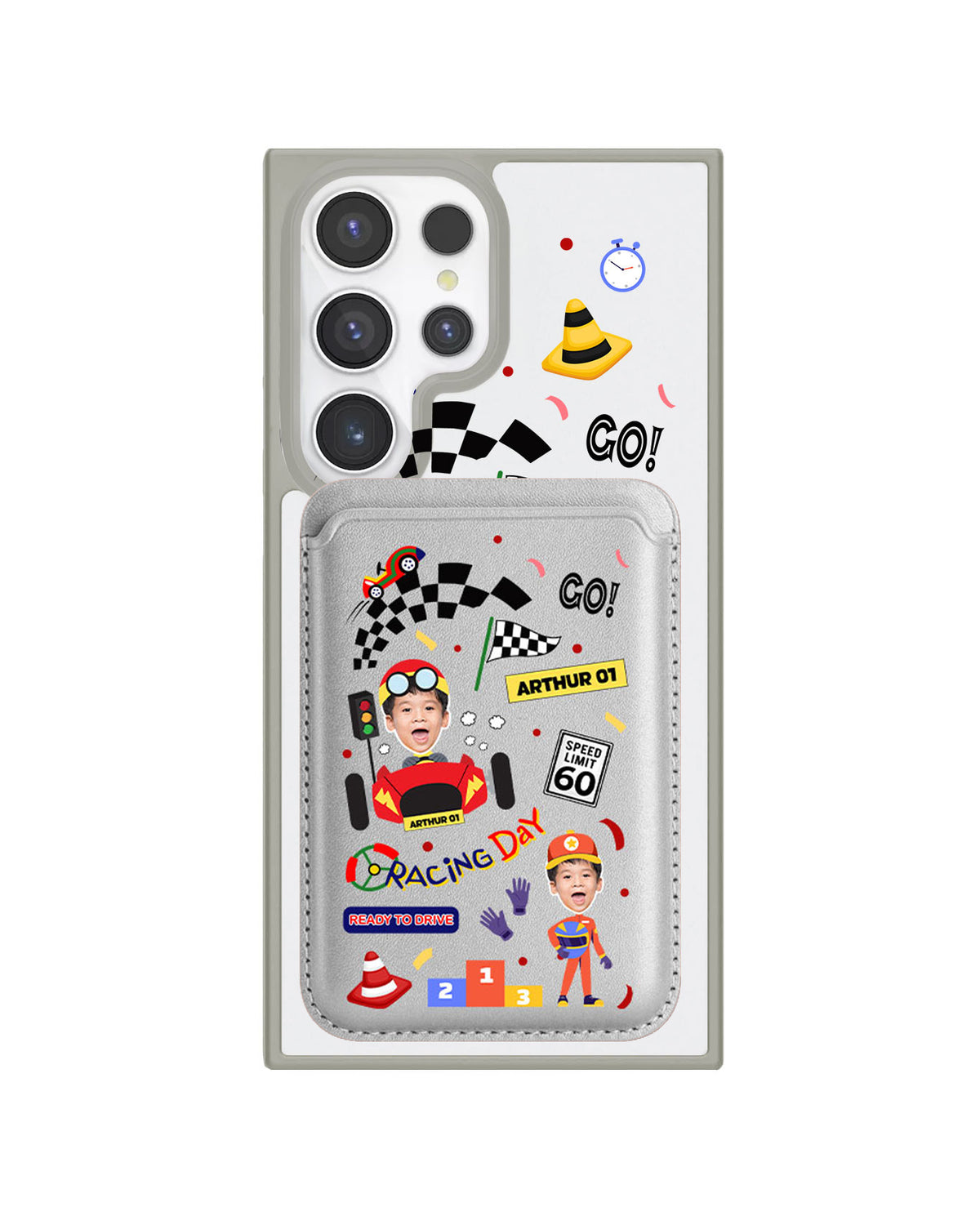 Android Magnetic Wallet Case - Face Grid Dream Racer