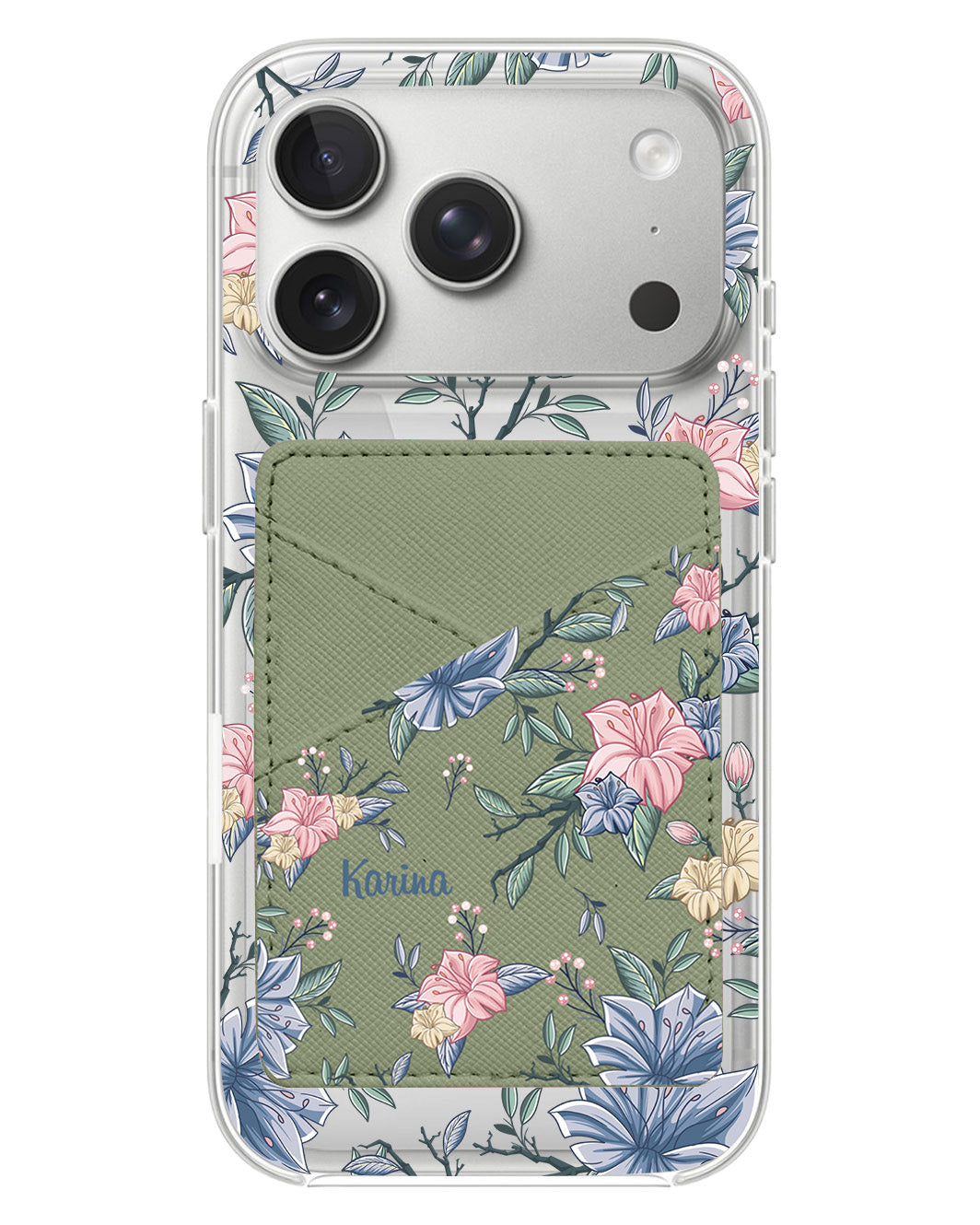 iPhone Phone Wallet Case - Pink & Blue Floral