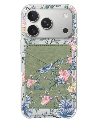 iPhone Phone Wallet Case - Pink & Blue Floral