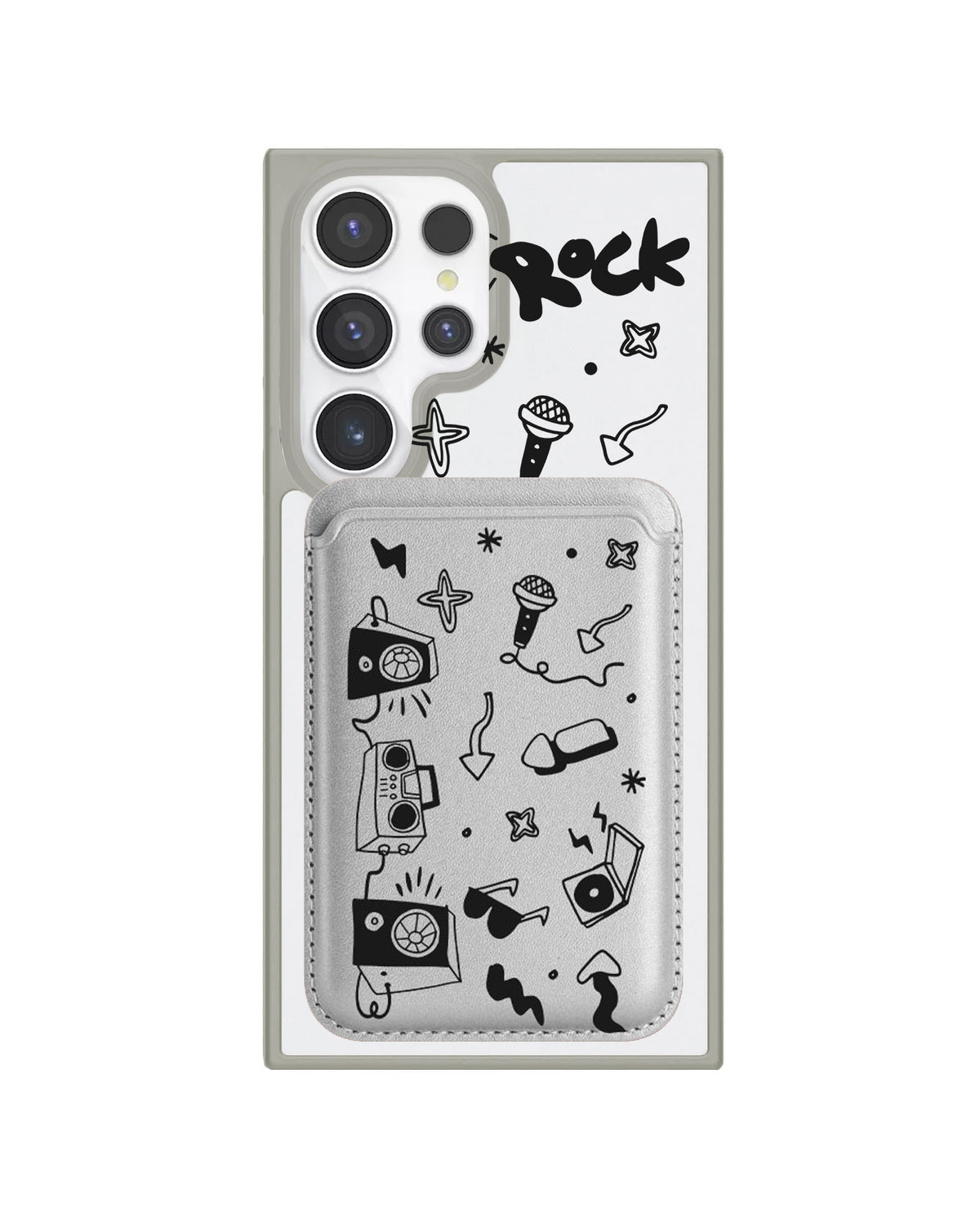 Android Magnetic Wallet Case - Rock N Roll Black