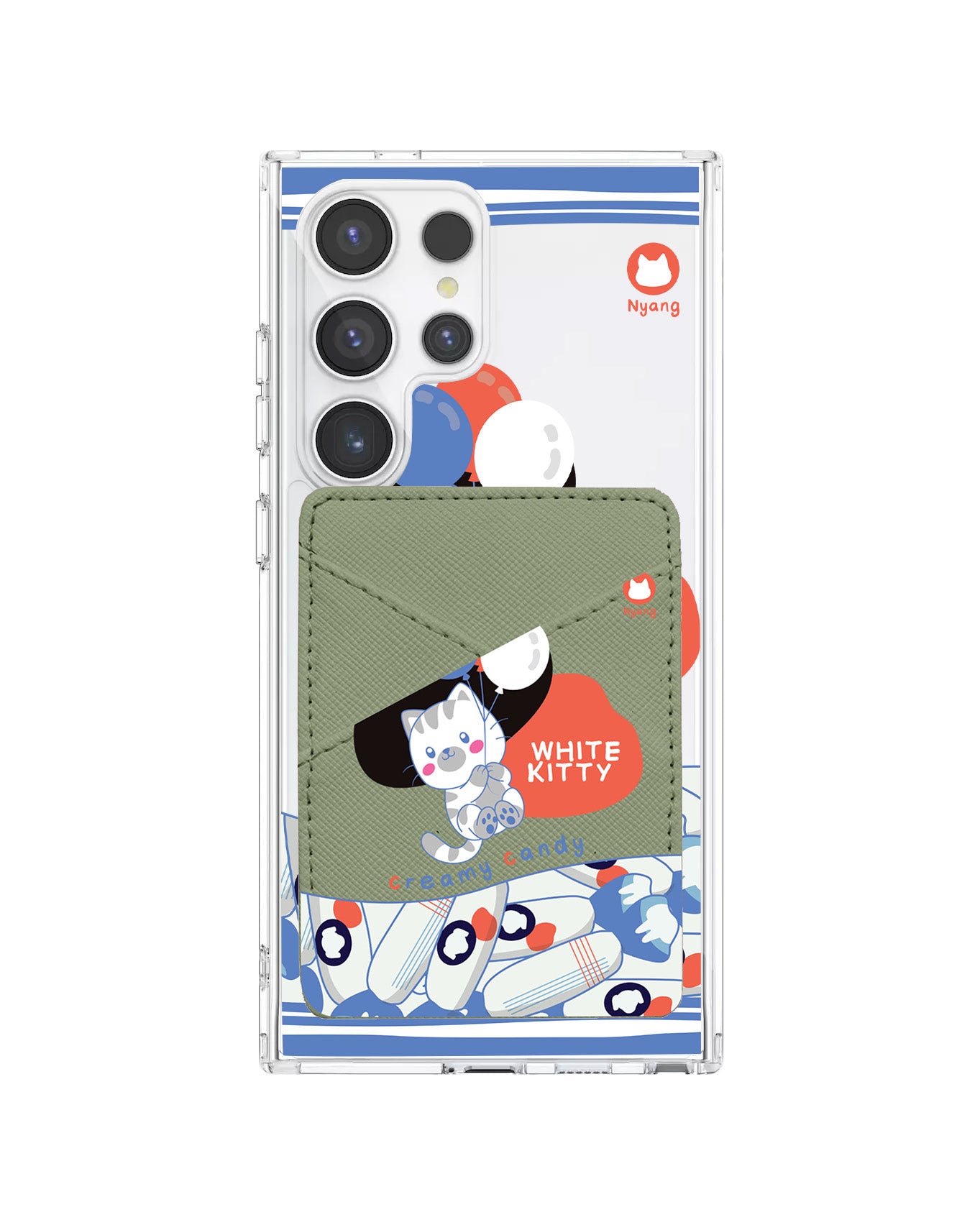 Android Phone Wallet Case - White Kitty