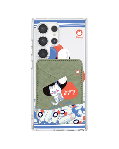 Android Phone Wallet Case - White Kitty