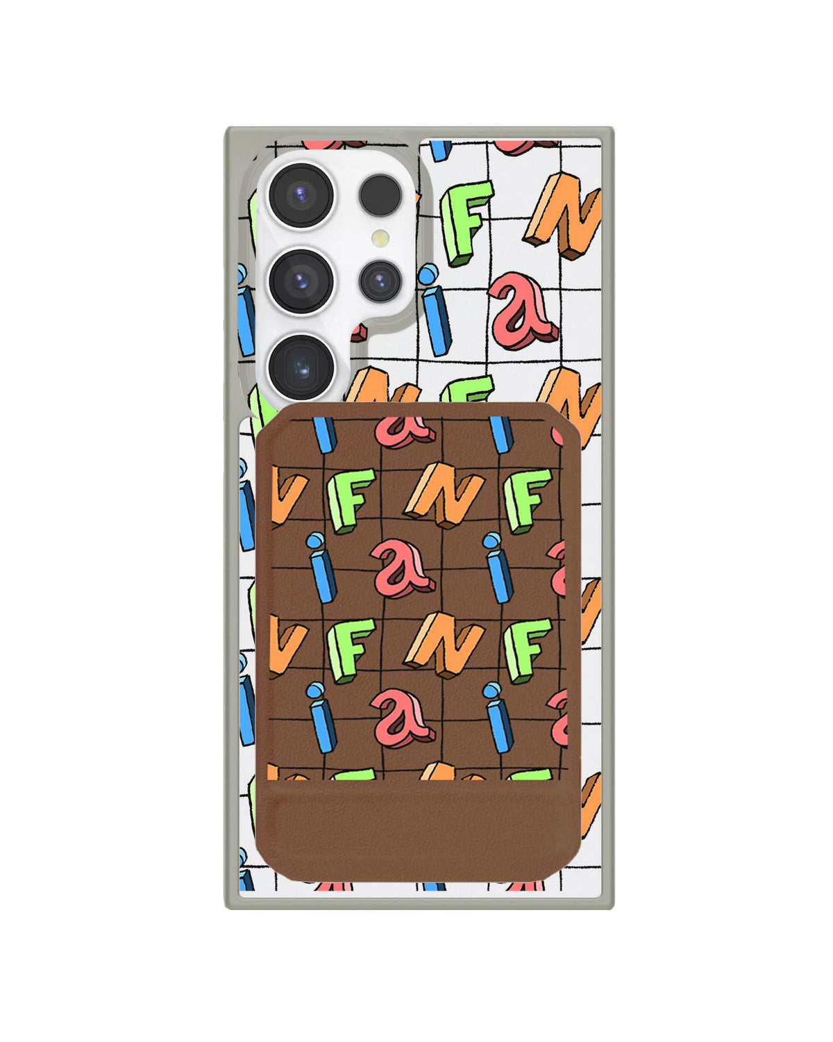 Android Magnetic Multifold Wallet - Playful Monogram