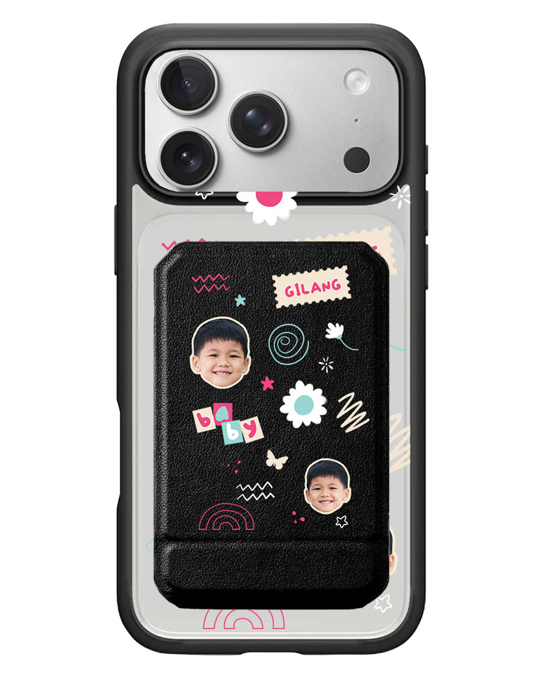 iPhone Magnetic Multifold Wallet - Face Grid Abstract