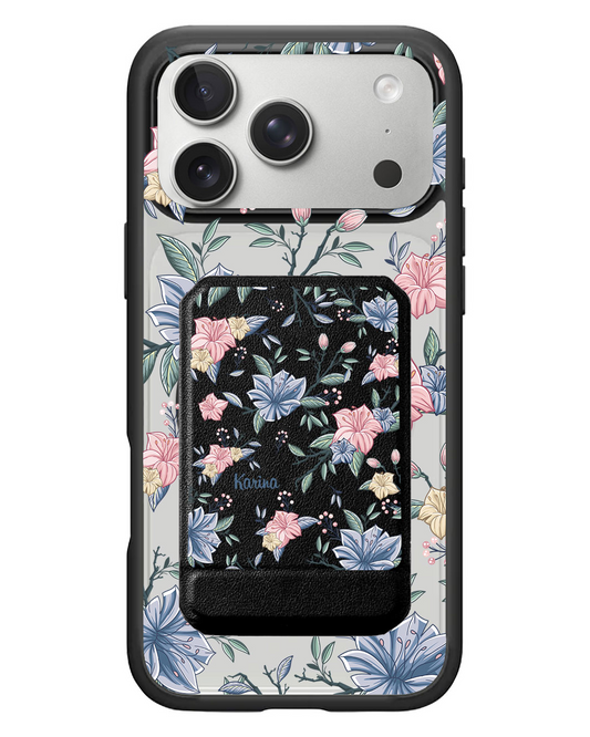iPhone Magnetic Multifold Wallet - Pink & Blue Floral