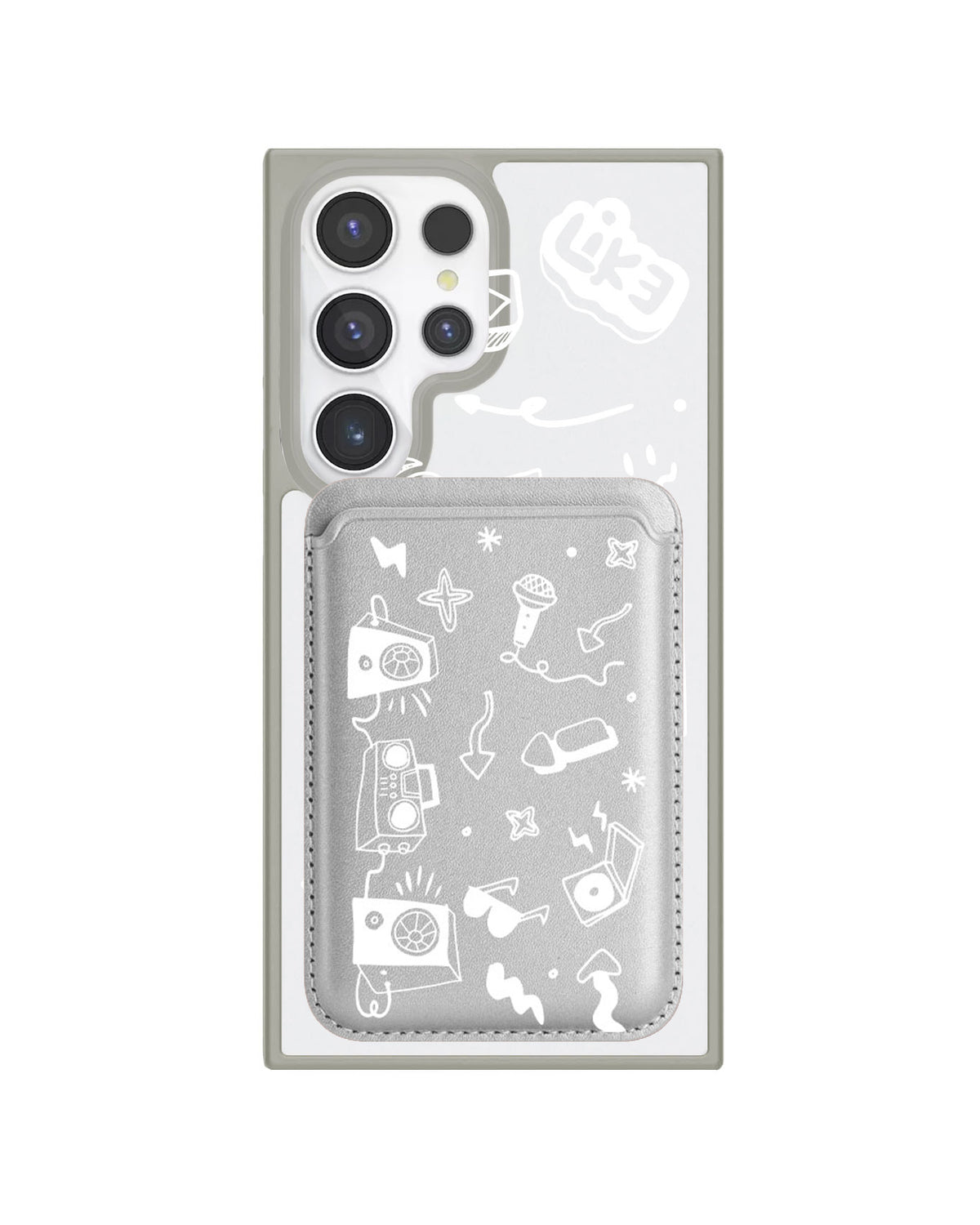 Android Magnetic Wallet Case - Social White
