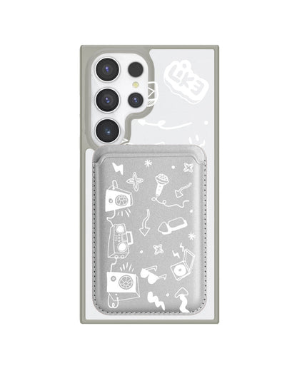 Android Magnetic Wallet Case - Social White