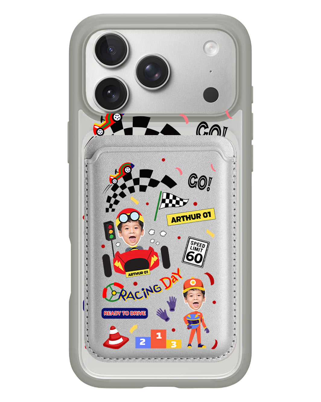 iPhone Magnetic Wallet Case - Face Grid Dream Racer