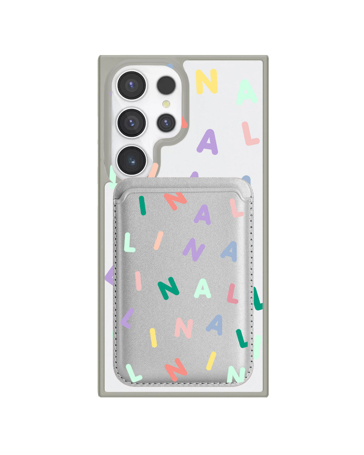 Android Magnetic Wallet Case - Monogram 2.0 Rainbow