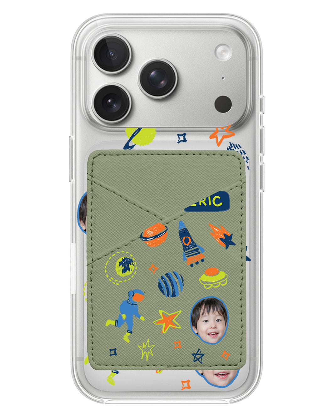 iPhone Phone Wallet Case - Face Grid Galaxy