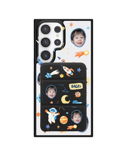 Android Magnetic Trifold Wallet Case - Face Grid Astronauts