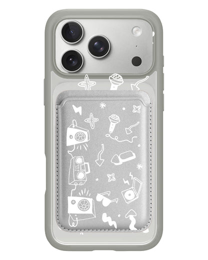 iPhone Magnetic Wallet Case - Rock n Roll White
