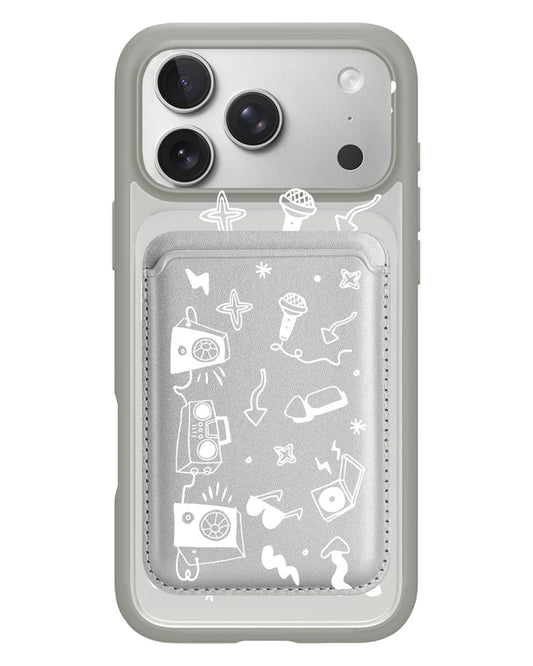 iPhone Magnetic Wallet Case - Rock n Roll White