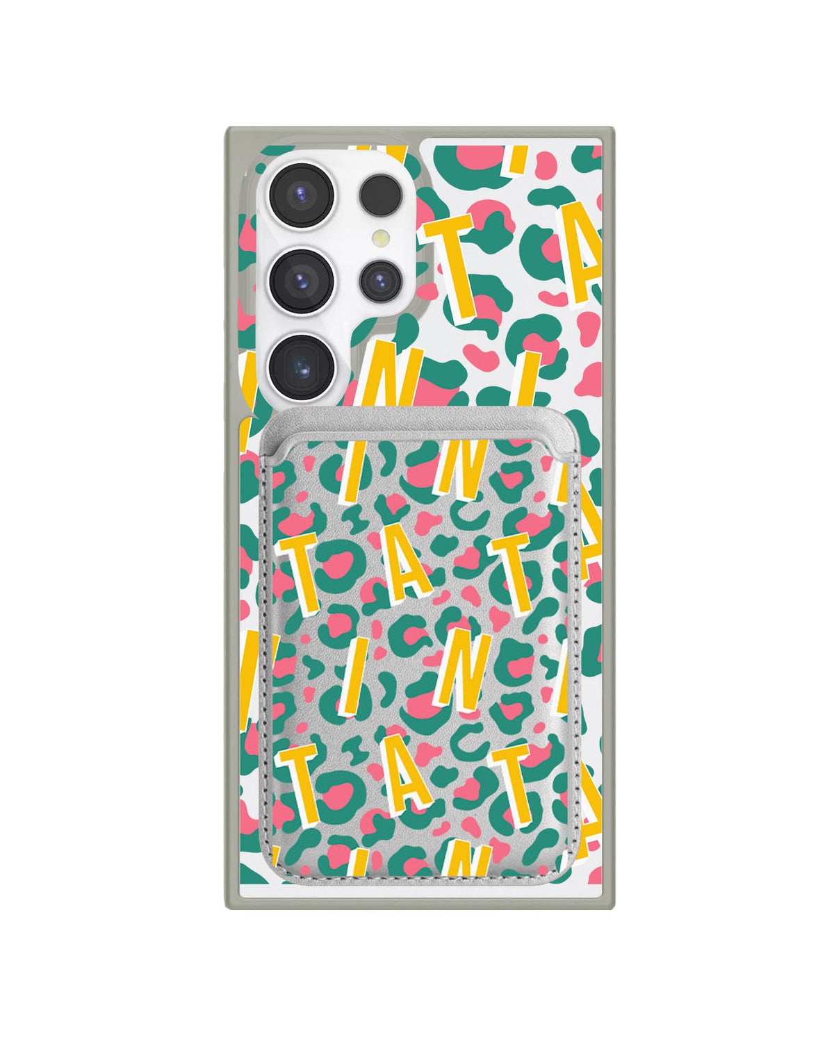 Android Magnetic Wallet Case - Leopard Monogram 4.0