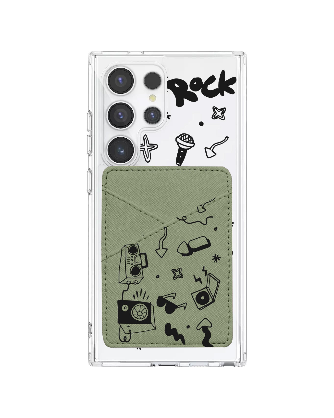 Android Phone Wallet Case - Rock N Roll Black