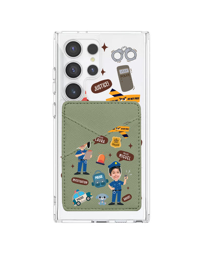Android Phone Wallet Case - Face Grid Dream Police