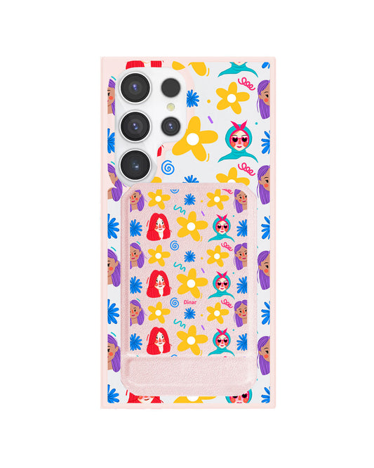 Android Magnetic Multifold Wallet - Daisy Faces