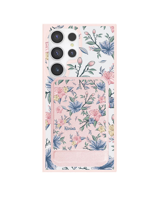 Android Magnetic Multifold Wallet - Pink & Blue Floral