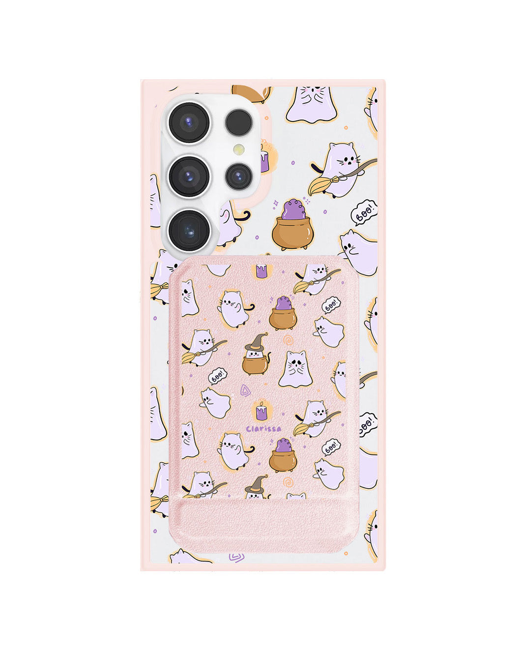 Android Magnetic Multifold Wallet - Spooky Cat