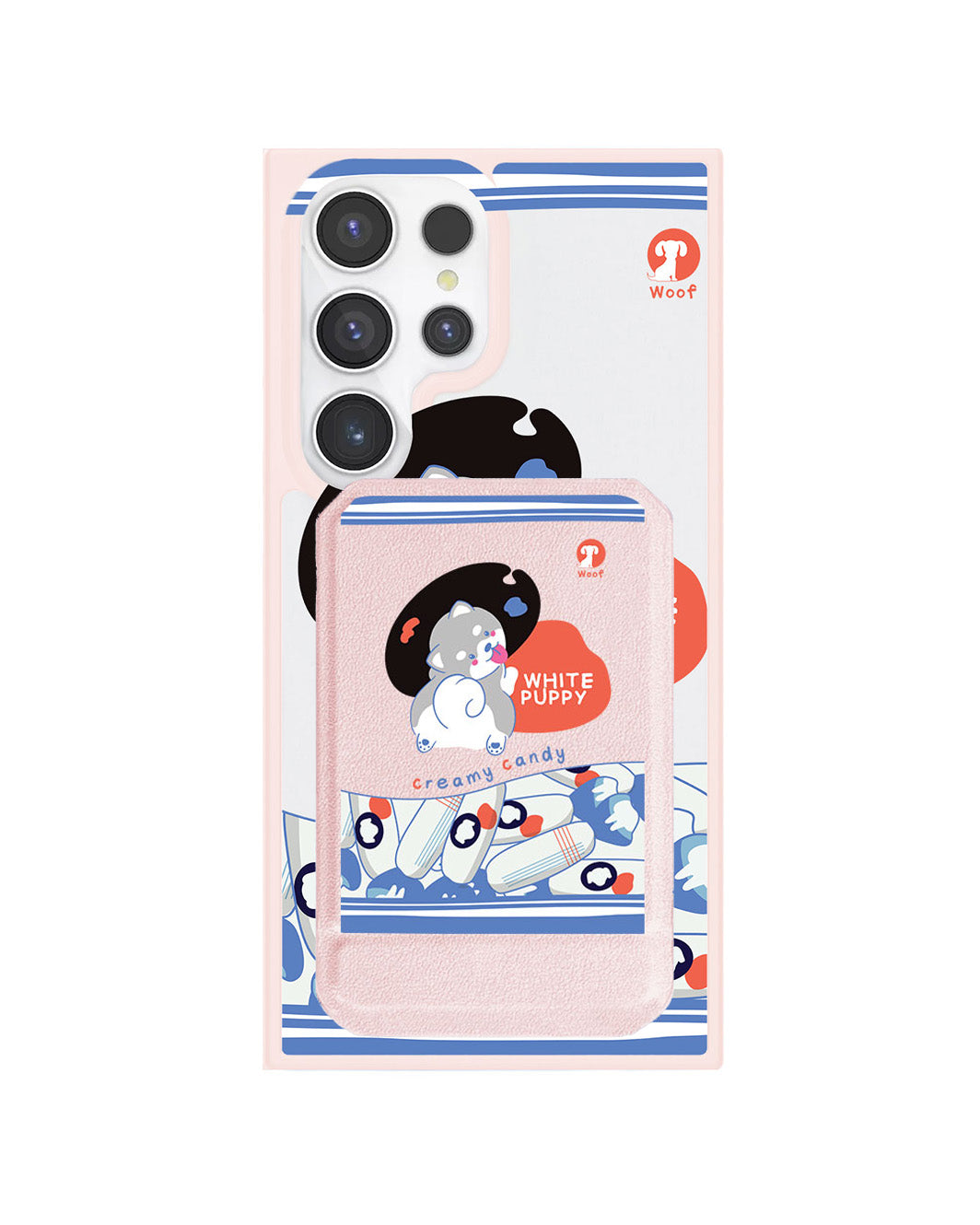 Android Magnetic Multifold Wallet - White Puppy