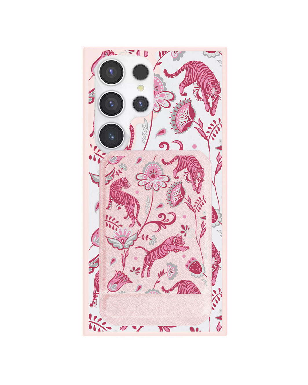 Android Magnetic Multifold Wallet - Tiger & Floral 7.0