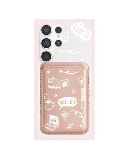 Android Magnetic Wallet Case - Social White