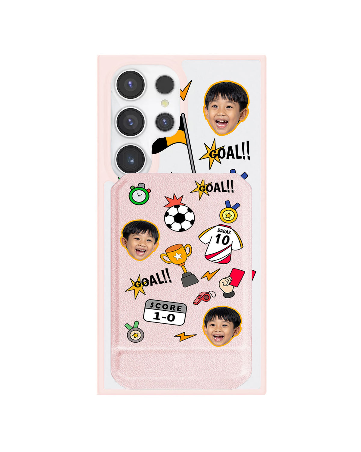 Android Magnetic Multifold Wallet - Face Grid Soccer