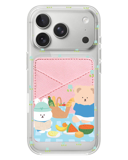 iPhone Phone Wallet Case - Picnic Bear Blue