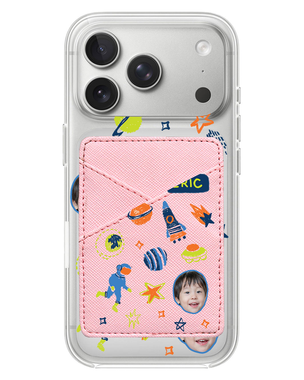 iPhone Phone Wallet Case - Face Grid Galaxy