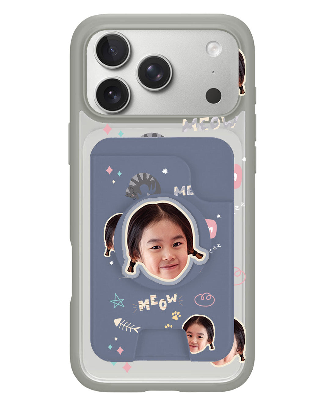iPhone Magpop Wallet - Face Grid Kitty