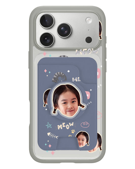 iPhone Magpop Wallet - Face Grid Kitty