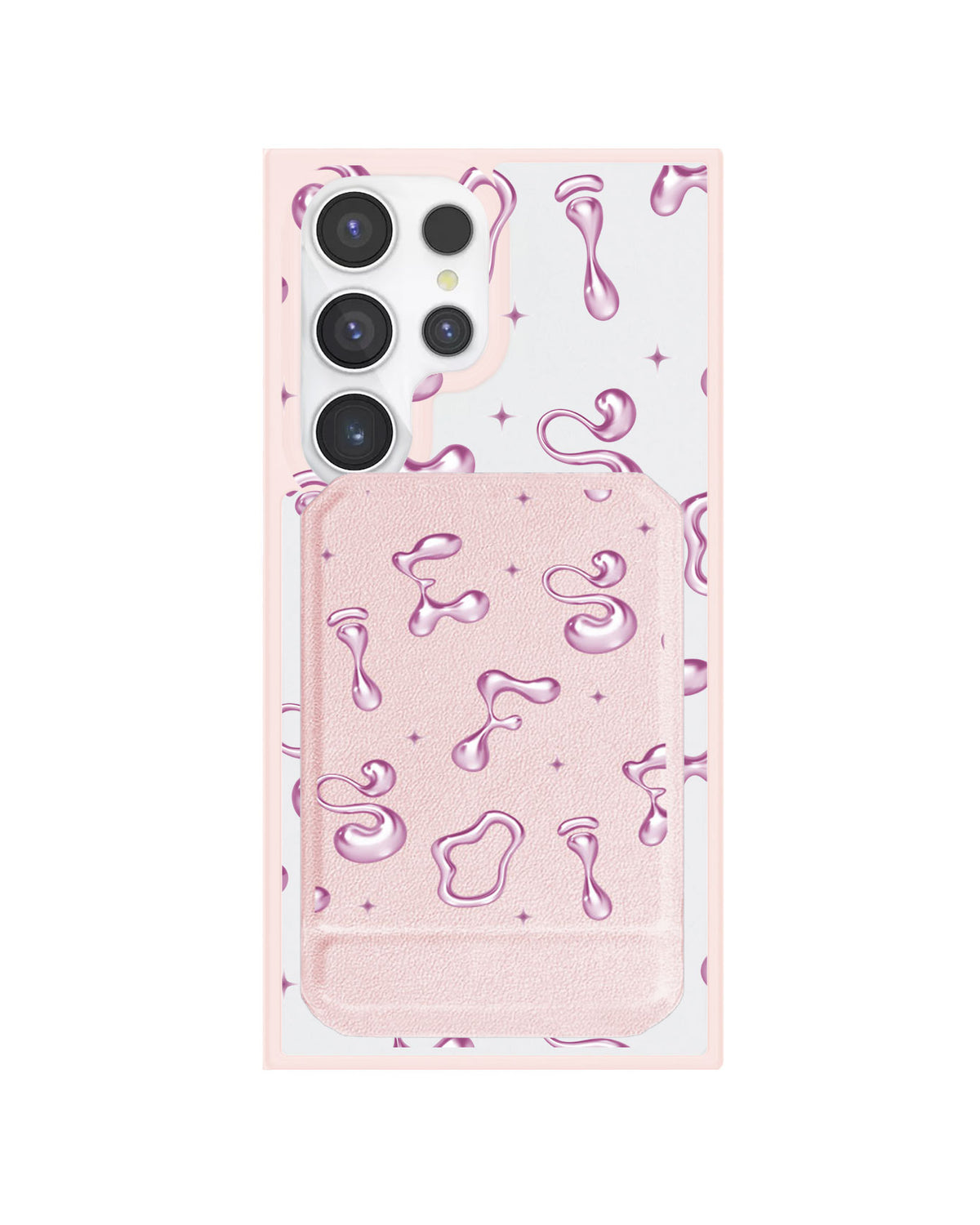 Android Magnetic Multifold Wallet - Pink Chrome Monogram
