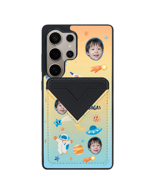 Android Avant Wallet Case - Face Grid Astronauts