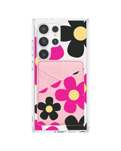 Android Phone Wallet Case - Daisy Hot Pink