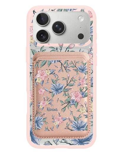 iPhone Magnetic Wallet Case - Pink & Blue Florals