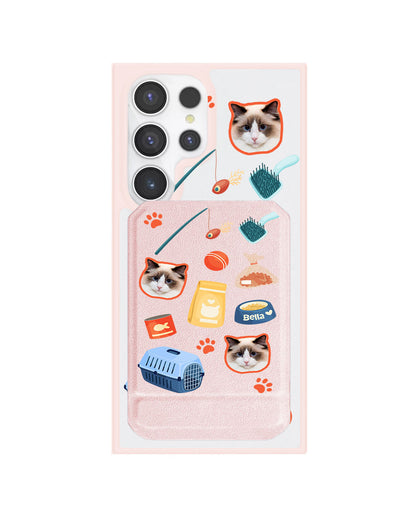 Android Magnetic Multifold Wallet - Pet Grid Kitty Adventures