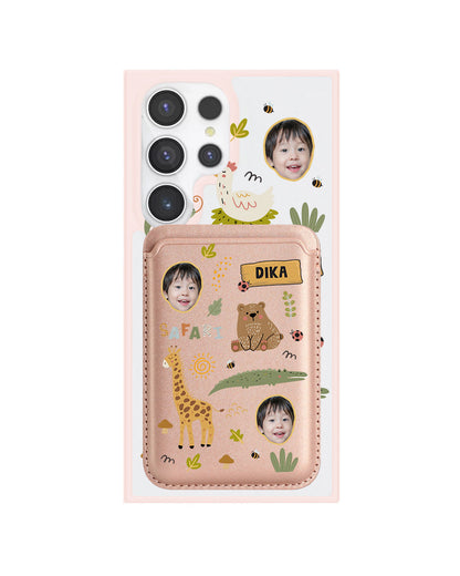 Android Magnetic Wallet Case - Face Grid Safari