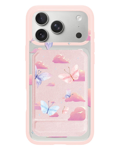 iPhone Magnetic Multifold Wallet - Butterfly & Clouds