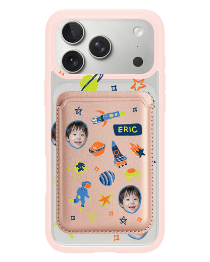 iPhone Magnetic Wallet Case - Face Grid Galaxy
