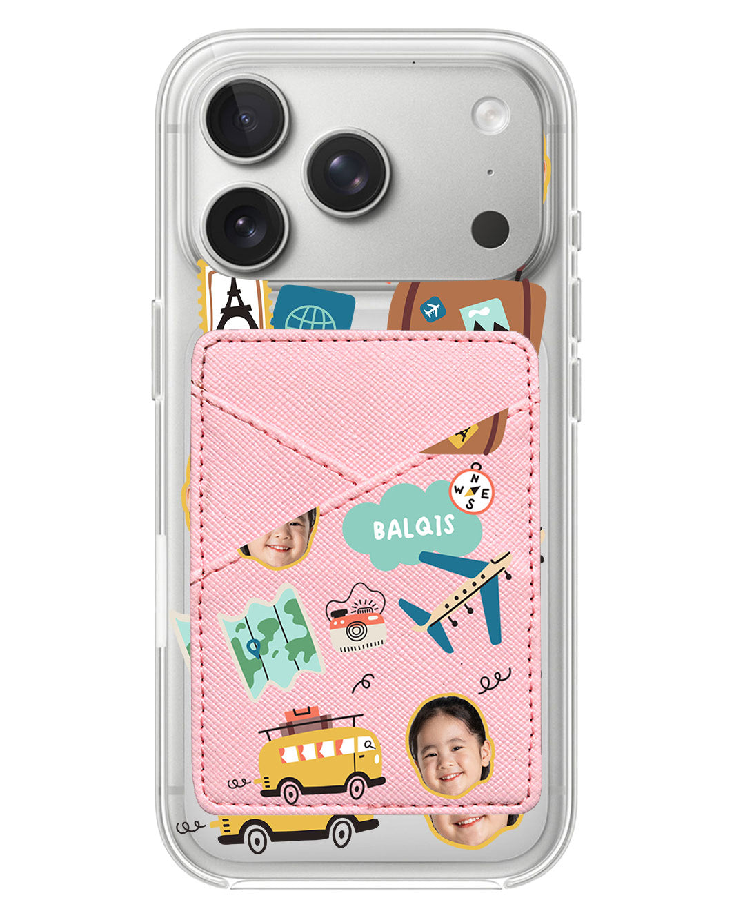 iPhone Phone Wallet Case - Face Grid Travel