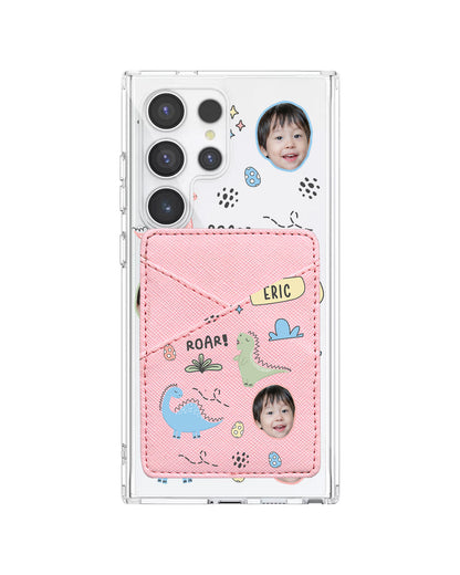 Android Phone Wallet Case - Face Grid Dino